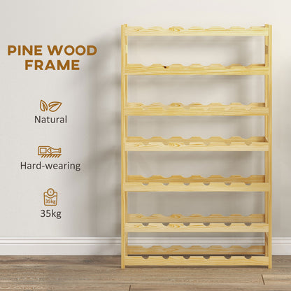 Pine Wood 42-Bottle Wooden Wine Rack - Natural Finish