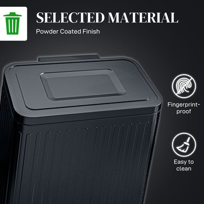 Dual Kitchen Bin, 2 x 20L Double Bin for Recycling and Waste, Fingerprint-proof Pedal Bin with Soft-Close Lid, Removable Inner Buckets, Black