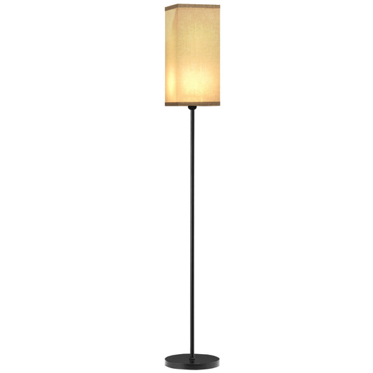 Floor Lamp, Modern Standing Lamp with Linen Shade, Tall Lamps for Living Room, Bedroom, with Foot Switch, Bulb not Included, Black