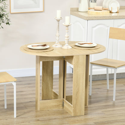 Retro Style Space-saving Drop Leaf Table, Folding Dining Table for Small Space, Kitchen, Dining Room, Oak