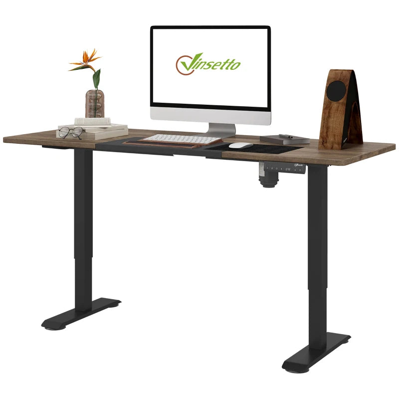 Vinsetto Electric Height Adjustable Standing Desk, 120 cm x 60 cm Memory Preset Stand Up Workstation for Home, Office, Teak, Black