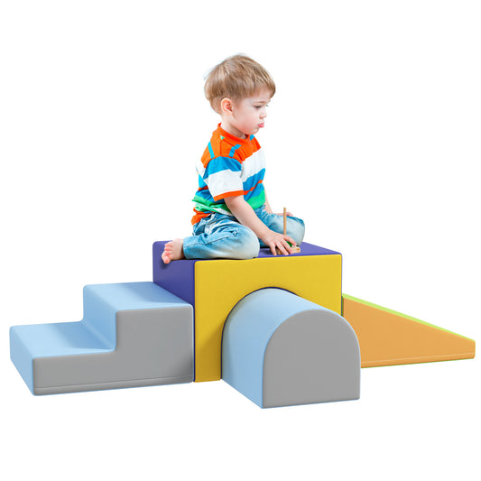 4-piece Soft Foam Blocks Play Set for Toddlers 1-3 Years, Blue