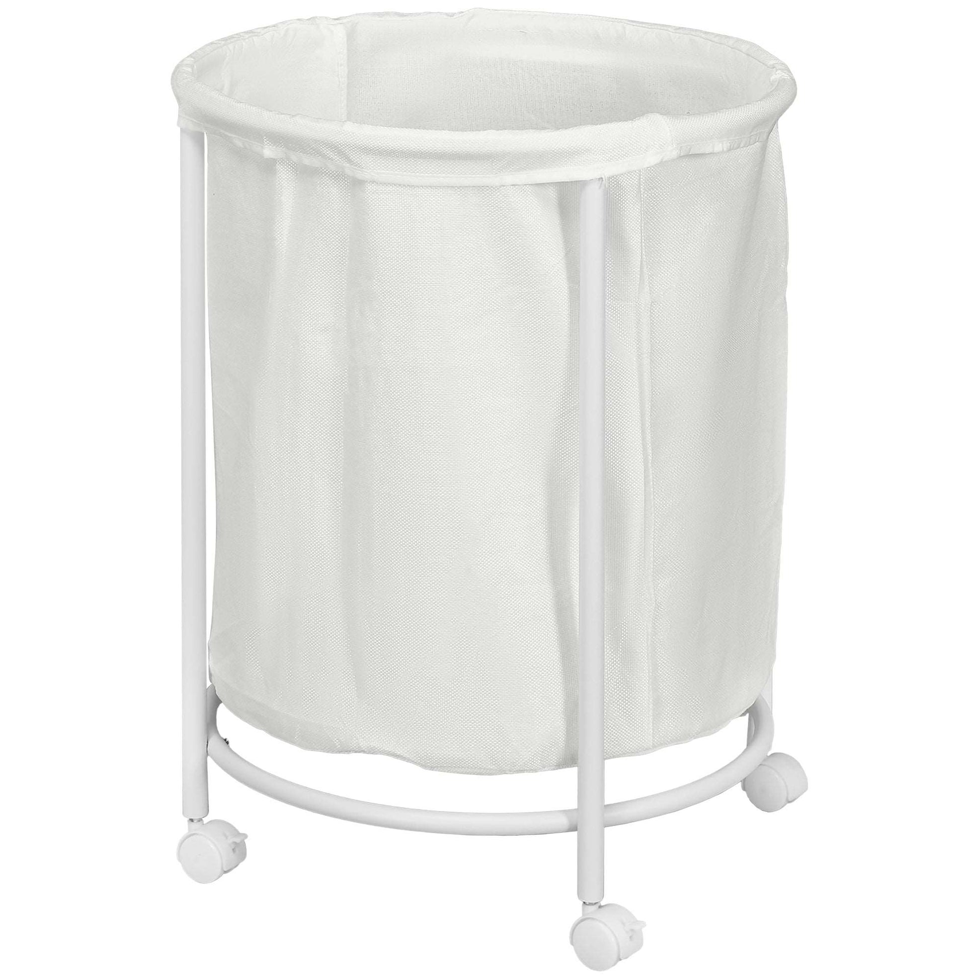 100L Rolling Laundry Washing Basket on Wheels, 50cm Round Hamper W/ Removable Bag And Steel Frame For Bedroom, Bathroom, Laundry Room