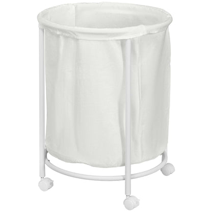 100L Rolling Laundry Washing Basket on Wheels, 50cm Round Hamper W/ Removable Bag And Steel Frame For Bedroom, Bathroom, Laundry Room