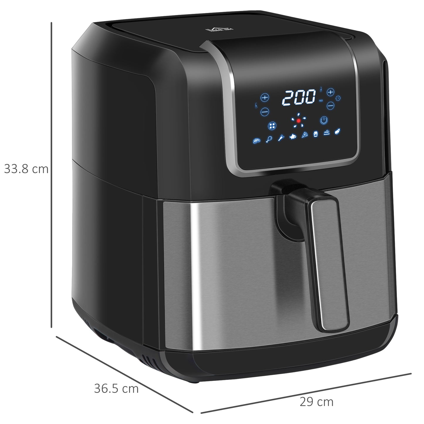 6.5L Air Fryer, 1700W Air Fryer Oven with Digital Display, Rapid Air Circulation, Adjustable Temperature, Timer and Nonstick Basket for Oil Less or Low Fat Cooking, Black