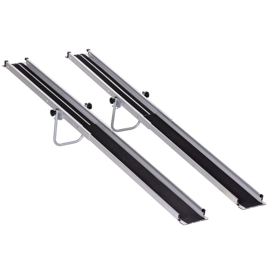 Telescopic Wheelchair Ramps 244L x 19.5Wcm, 270kg, Folding Aluminium Door Threshold Ramps For Home, Mobility Scooters, Doorways, Steps, Stairs