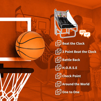 SPORTNOW Foldable Double Shot Basketball Arcade Game with 8 Modes