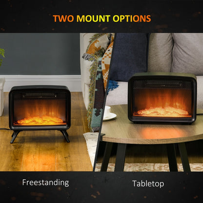 800W / 1600W Electric Fireplace Stove, Freestanding or Tabletop, with LED Flame Effect, Overheating Protection,