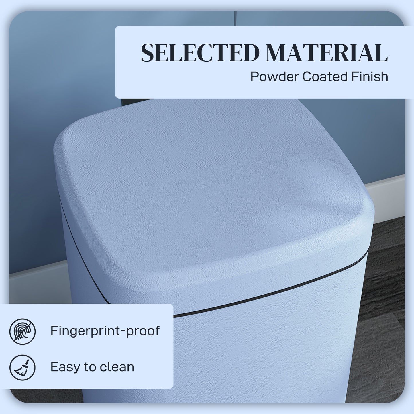 20 Litre Pedal Bin, Fingerprint Proof Kitchen Bin with Soft-close Lid, Metal Rubbish Bin with Foot Pedal and Removable Inner Bucket, Light Blue