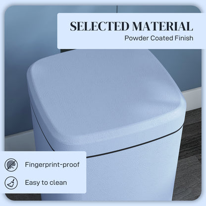 20 Litre Pedal Bin, Fingerprint Proof Kitchen Bin with Soft-close Lid, Metal Rubbish Bin with Foot Pedal and Removable Inner Bucket, Light Blue