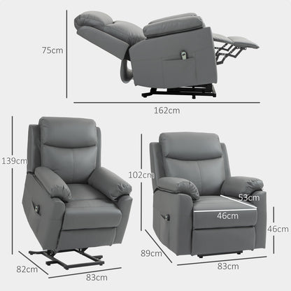 Riser and Recliner Chair Lift Chair with Remote Control, Side Pockets, Pocket Spring, Charcoal Grey