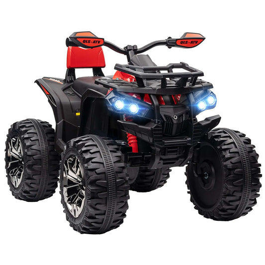 12V Quad Bike ATV with LED Lights, Music, Backrest, Forward, Backward