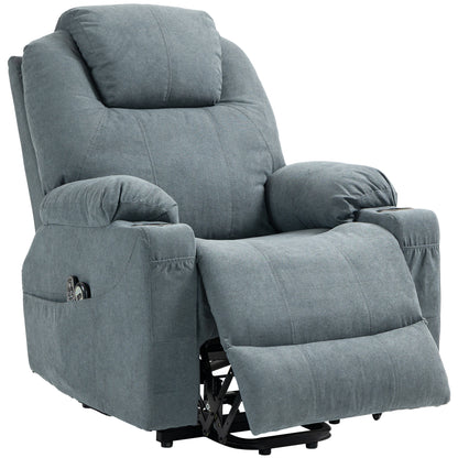 Lift Chair, Quick Assembly, Riser and Recliner Chair with Vibration Massage, Heat, Cup Holders, Charcoal Grey