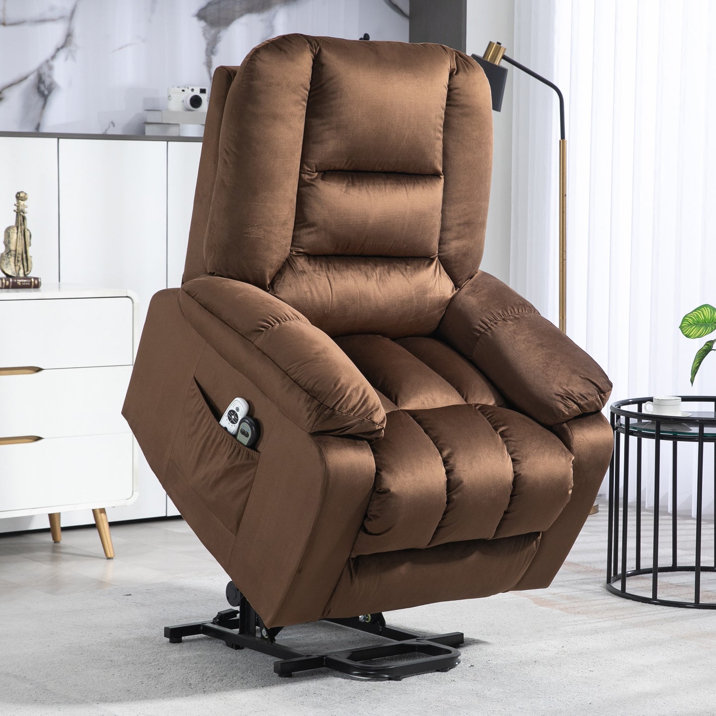 Lift Chair, Quick Assembly, Electric Riser And Recliner Chair With Vibration Massage, Heat, Side Pockets