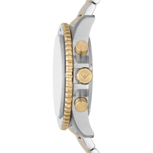 Emporio Armani Diver Mens Multicolour Watch AR11362 - Silver & Gold Stainless Steel - One Size