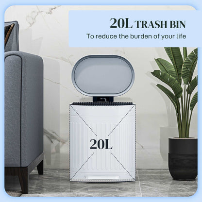 20 Litre Pedal Bin, Fingerprint Proof Kitchen Bin with Soft-close Lid, Metal Rubbish Bin with Foot Pedal and Removable Inner Bucket, Grey