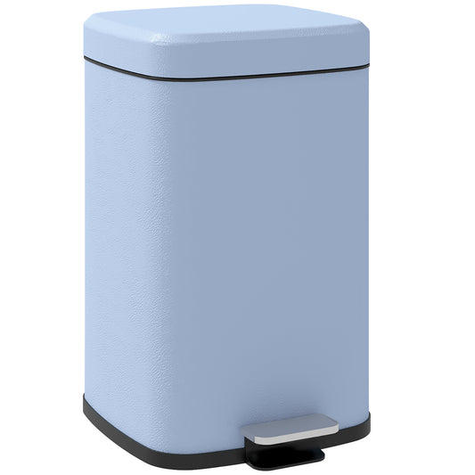 20 Litre Pedal Bin, Fingerprint Proof Kitchen Bin with Soft-close Lid, Metal Rubbish Bin with Foot Pedal and Removable Inner Bucket, Light Blue