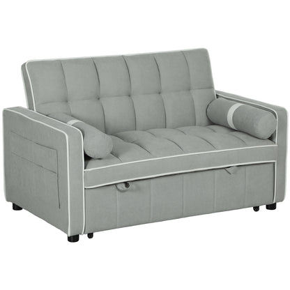 Two-Seater Linen-Look Sofa Bed - Light Grey