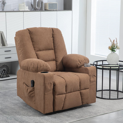 Oversized Riser And Recliner Chair, Fabric Upholstered Lift Helper Chair For Living Room With Remote Control, Side Pockets