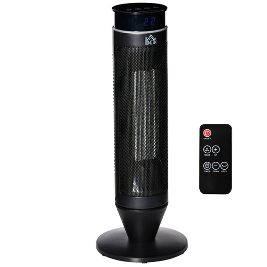 Ceramic Tower Indoor Space Heater Electric Floor Heater w/ 2 Heat and Fan 1000W/2000W, Oscillation, Remote Control, Timer for Basement Office