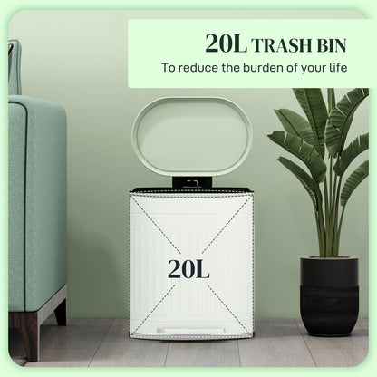 20 Litre Pedal Bin, Fingerprint Proof Kitchen Bin with Soft-close Lid, Metal Rubbish Bin with Foot Pedal and Removable Inner Bucket, Light Green