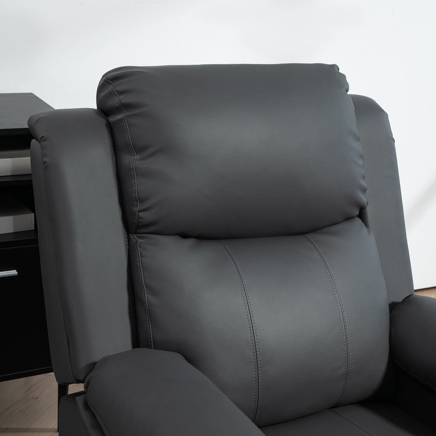 Electric Power Lift Recliner Chair Vibration Massage Reclining Chair with Remote Control and Side Pocket, Dark Grey