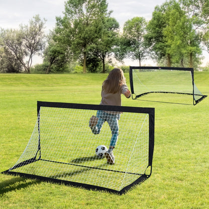 Set of 2 Football Goal Net 6 x 3 ft Foldable Outdoor Sport Training Teens Adults Soccer with Carrying Bag