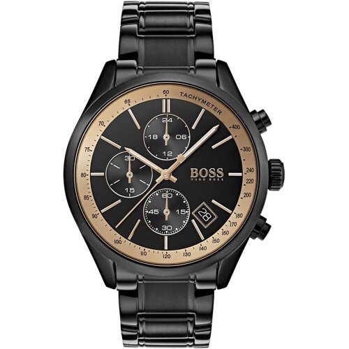 Hugo Boss Grand Prix Black 44mm Stainless Steel Men's Wrist Watch HB1513578