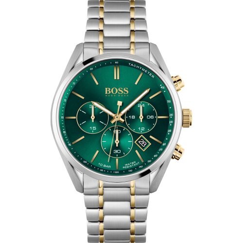 Hugo Boss Mens Green Silver Tone Wrist Watch HB1513878