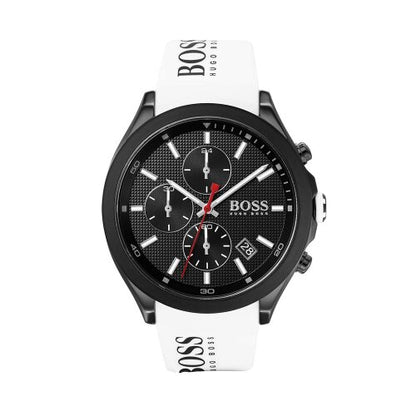 Hugo Boss Velocity Men's Wrist Watch Chronograph White Strap 1513718