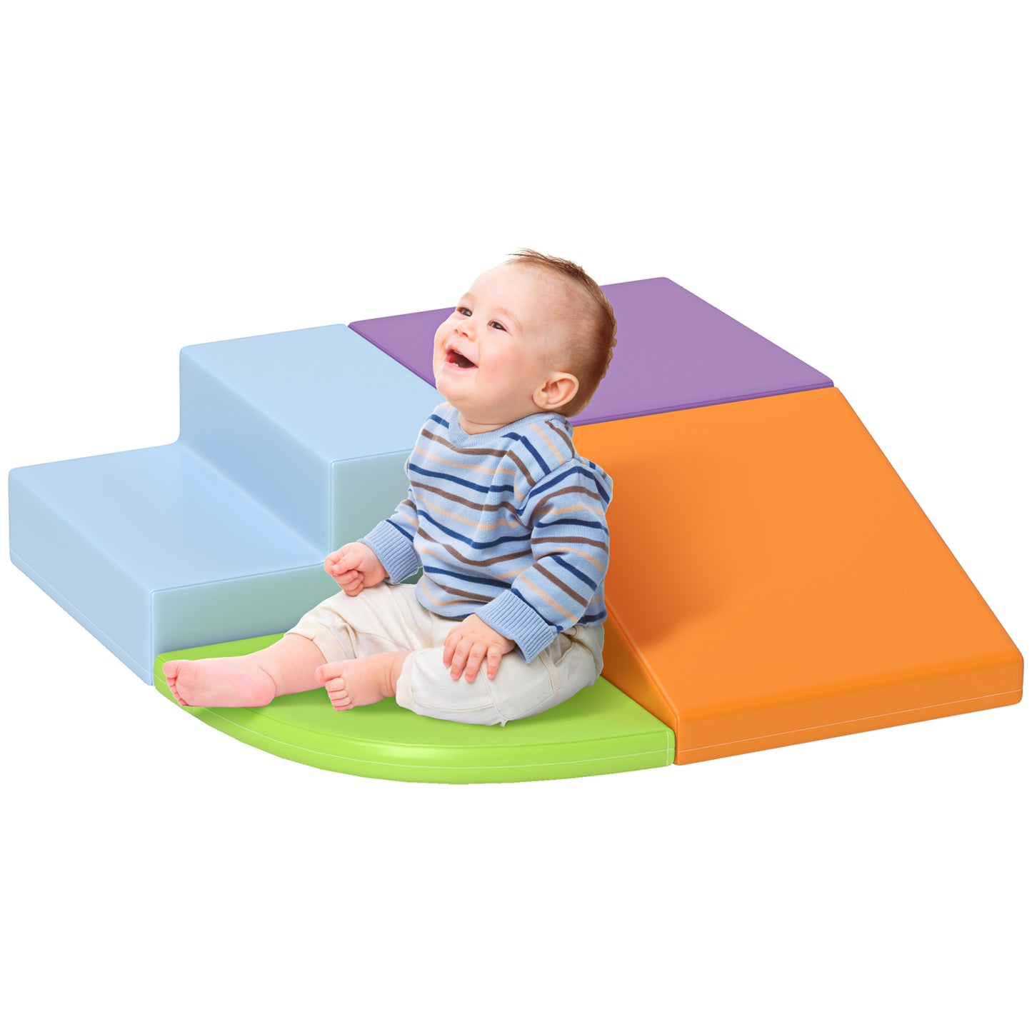 4-piece Soft Play Set, Climb and Crawl Foam, Toddler Stairs and Ramp, Multicolour