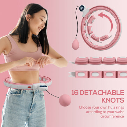 SPORTNOW Smart Weighted Hula Hoop, Massage Hula Ring With 16 Detachable Knots, 360° Auto-Rotating Ball And Digital Counter