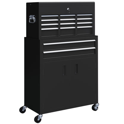 Portable Tool Box, Metal Tool Chest on Wheels with 6 Drawers for Garage and Workshop