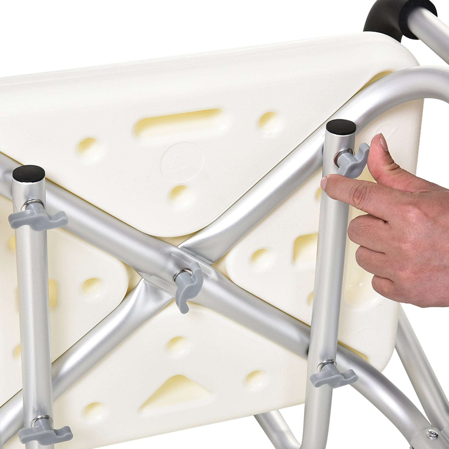 Adjustable Shower Bench Stool Chair With Back and Armrest