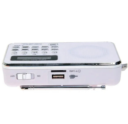 T-205 FM Radio Portable HiFi Card Speaker Digital Multimedia MP3 Music Loudspeaker White Camping Hiking Outdoor Sports