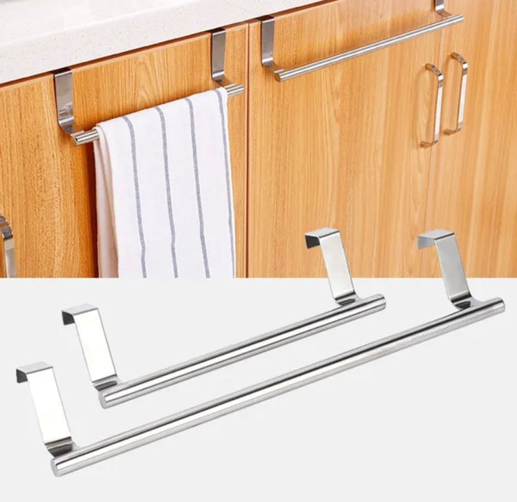 Mounted Cabinet Organizer Over Door Hanging Kitchen Bathroom Towel Rack Holder Storage Rail Stainless Steel Stand Shelf