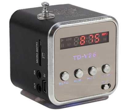 TD-V26 Mini Portable Retro Old School Style Stereo Audio Loud Speaker Music Player FM Radio TF Card USB Disk Support