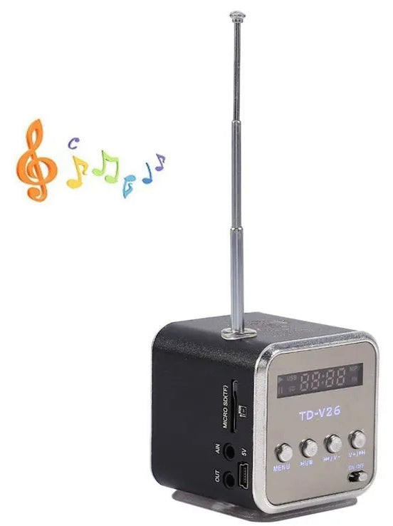 TD-V26 Mini Portable Retro Old School Style Stereo Audio Loud Speaker Music Player FM Radio TF Card USB Disk Support