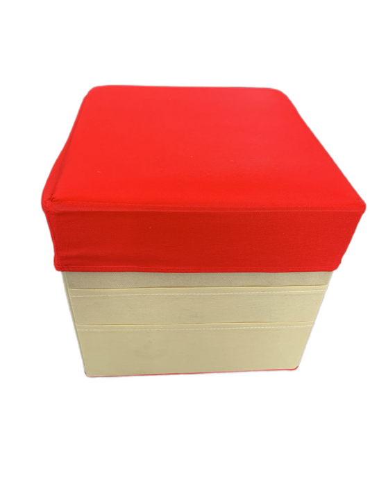 Red And Beige Stool Storage Container Box