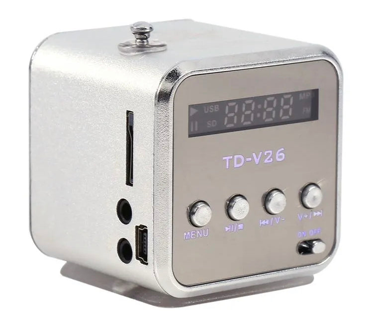 TD-V26 Mini Portable Retro Old School Style Stereo Audio Loud Speaker Music Player FM Radio TF Card USB Disk Support