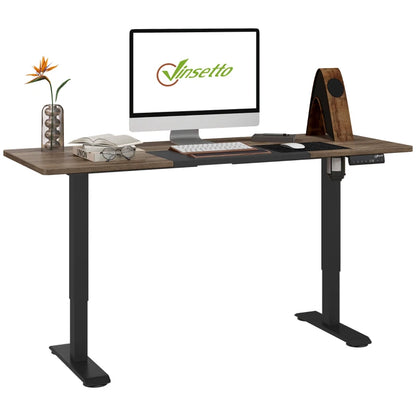 Vinsetto Electric Height Adjustable Standing Desk, 120 cm x 60 cm Memory Preset Stand Up Workstation for Home, Office, Teak, Black