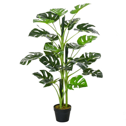 100cm/3.3FT Artificial Monstera Tree Decorative Cheese Plant 21 Leaves with Nursery Pot, Fake Tropical Palm Tree for Indoor Outdoor Décor