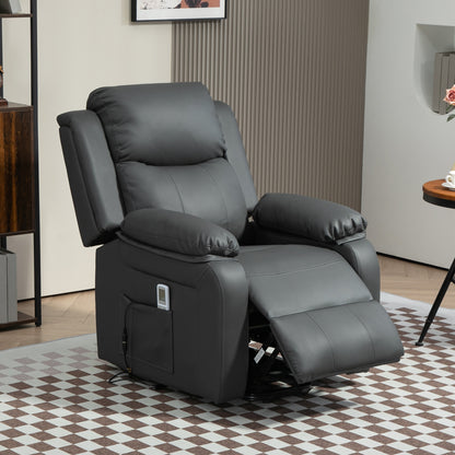 Electric Power Lift Recliner Chair Vibration Massage Reclining Chair with Remote Control and Side Pocket, Dark Grey