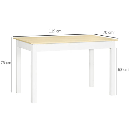 Dining Table for 4 to 6, Modern Kitchen Table with Wood Effect Tabletop, Thick Legs, 120cm, Oak Wood Grain