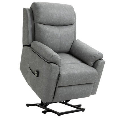 Power Lift Chair Electric Riser Recliner for Elderly, Faux Leather Sofa Lounge Armchair with Remote Control and Side Pocket