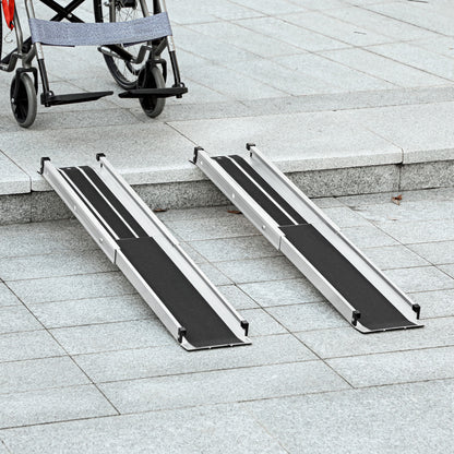 Set of Two 122cm Three-Level Telescopic Aluminium Wheelchair Ramps