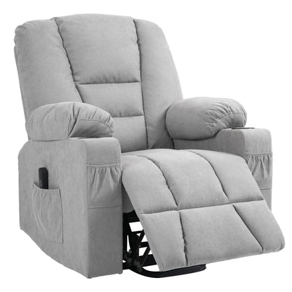 Oversized Riser And Recliner Chair, Fabric Upholstered Lift Helper Chair For Living Room With Remote Control, Side Pockets