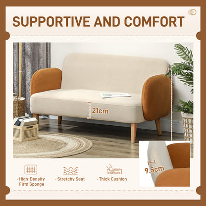 Small 2 Seater Modern Nordic Loveseat Sofa Couch W/ Rubber Wood Legs, Velvet Fabric Sofa for Living Room, Bedroom, Small Space, 130 x 74 x 76cm