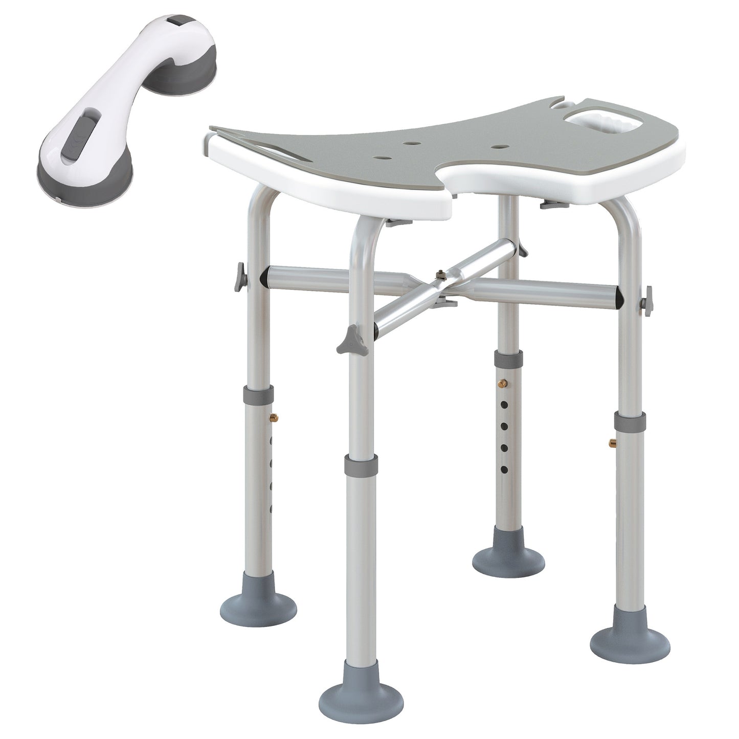 39-51.5cm 'U' Seat Padded Shower Stool - Grey