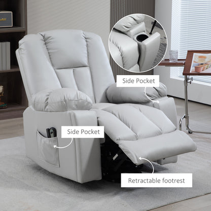 Lift Chair, Quick Assembly, Riser and Recliner Chair with Vibration Massage, Heat, Light Grey